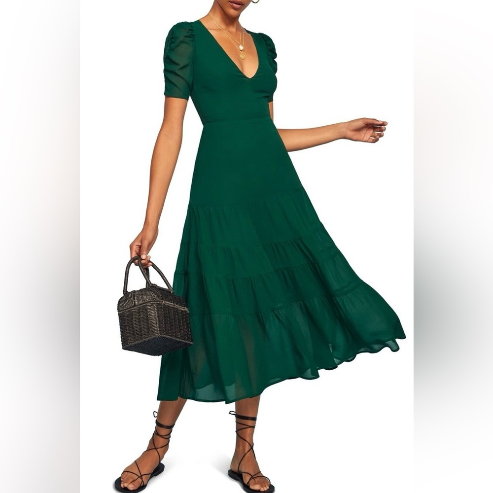 Reformation emerald green Cosa dress